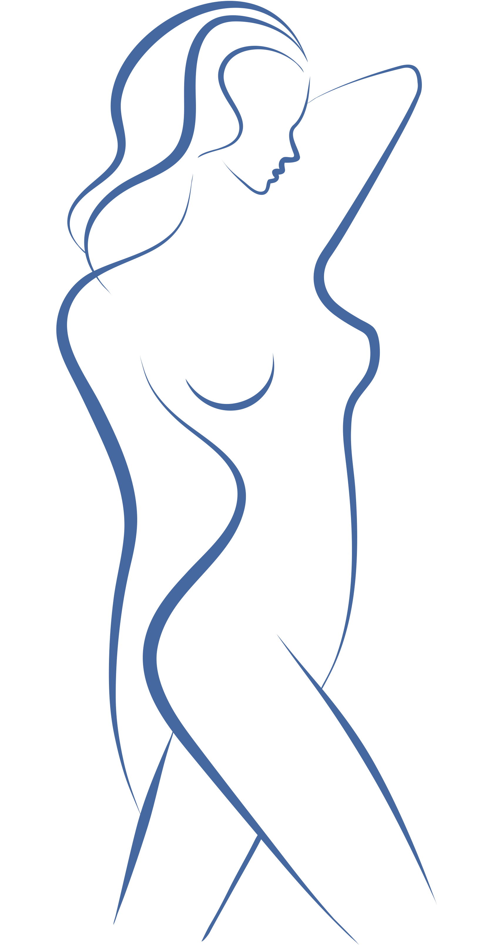 Sketch of Female Body in Blue